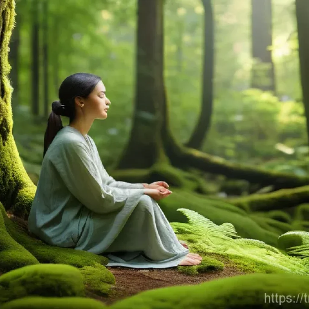 아웃도어 테라피를 통한 상호작용 - Serene Forest Retreat for Mindfulness**

**Prompt:** A tranquil and visually stunning scene of an ad...