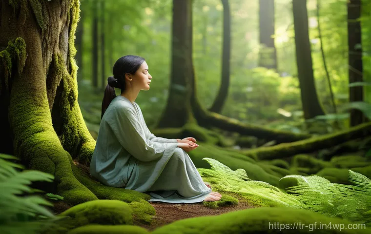 아웃도어 테라피를 통한 상호작용 - Serene Forest Retreat for Mindfulness**

**Prompt:** A tranquil and visually stunning scene of an ad...