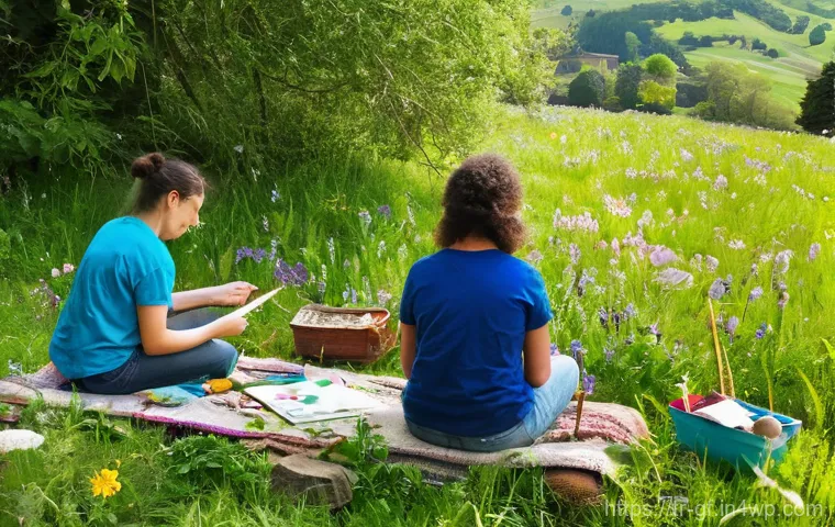 아웃도어 테라피 체험 프로그램 소개 - **Prompt:** A serene and immersive "forest bathing" (Shinrin-Yoku) scene. A person, fully clothed in...